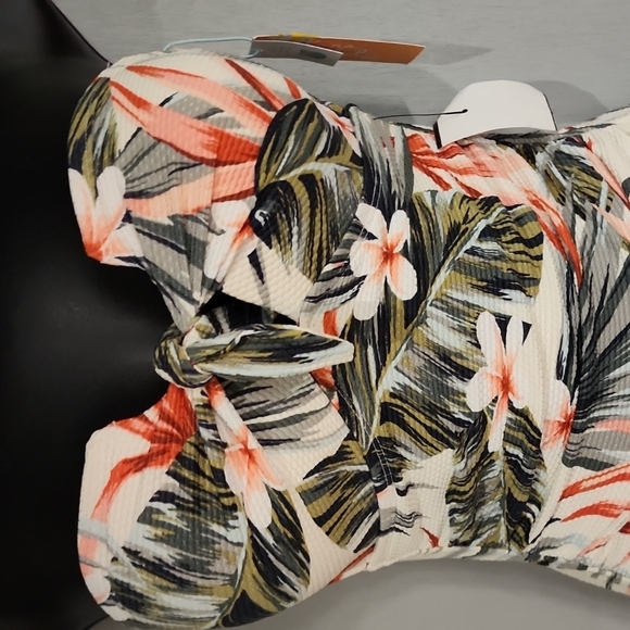 Kona Sol Tropical Print Strapless One Piece Swim Suit - Picture 2 of 4